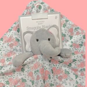Modern Baby Elephant Lovey Snuggle Blankie Girl Gray Pink Floral Teethers New